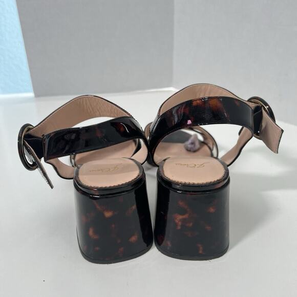 J.Crew Tortoise Penny sandals J8227 patent leather block heel buckles size 9.5 - Picture 6 of 10